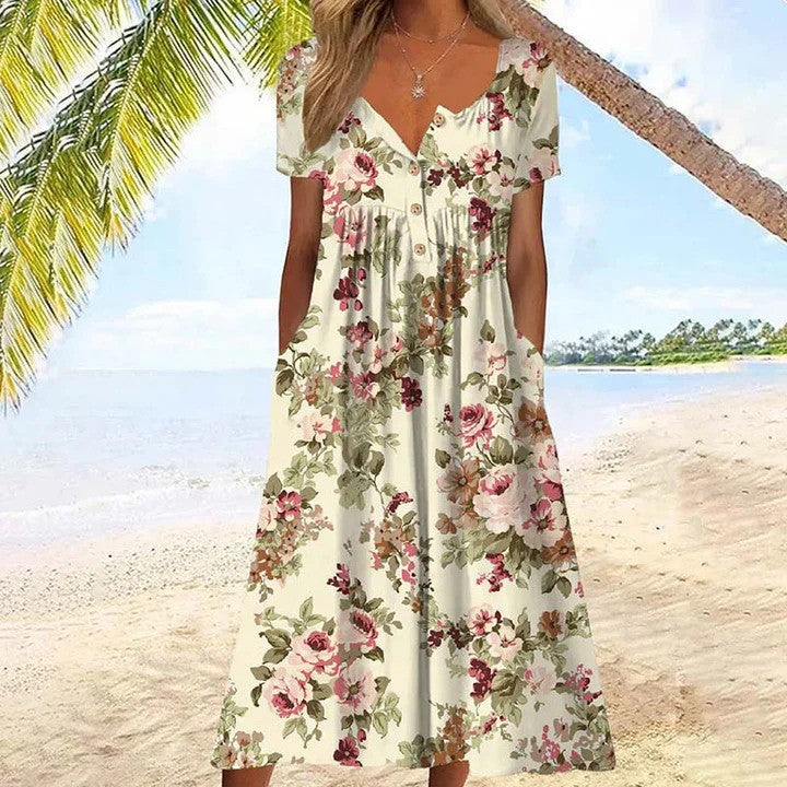 Beatrice™ - Floral Print Casual Summer Dress