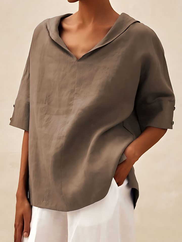 MOLLY - V-NECK CASUAL LINEN SHIRT