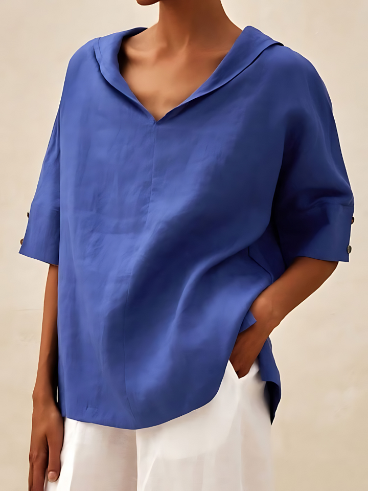 MOLLY - V-NECK CASUAL LINEN SHIRT