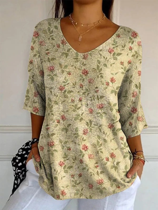 Olivia™ - Vintage Floral Print Blouse