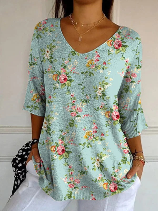 Olivia™ - Vintage Floral Print Blouse