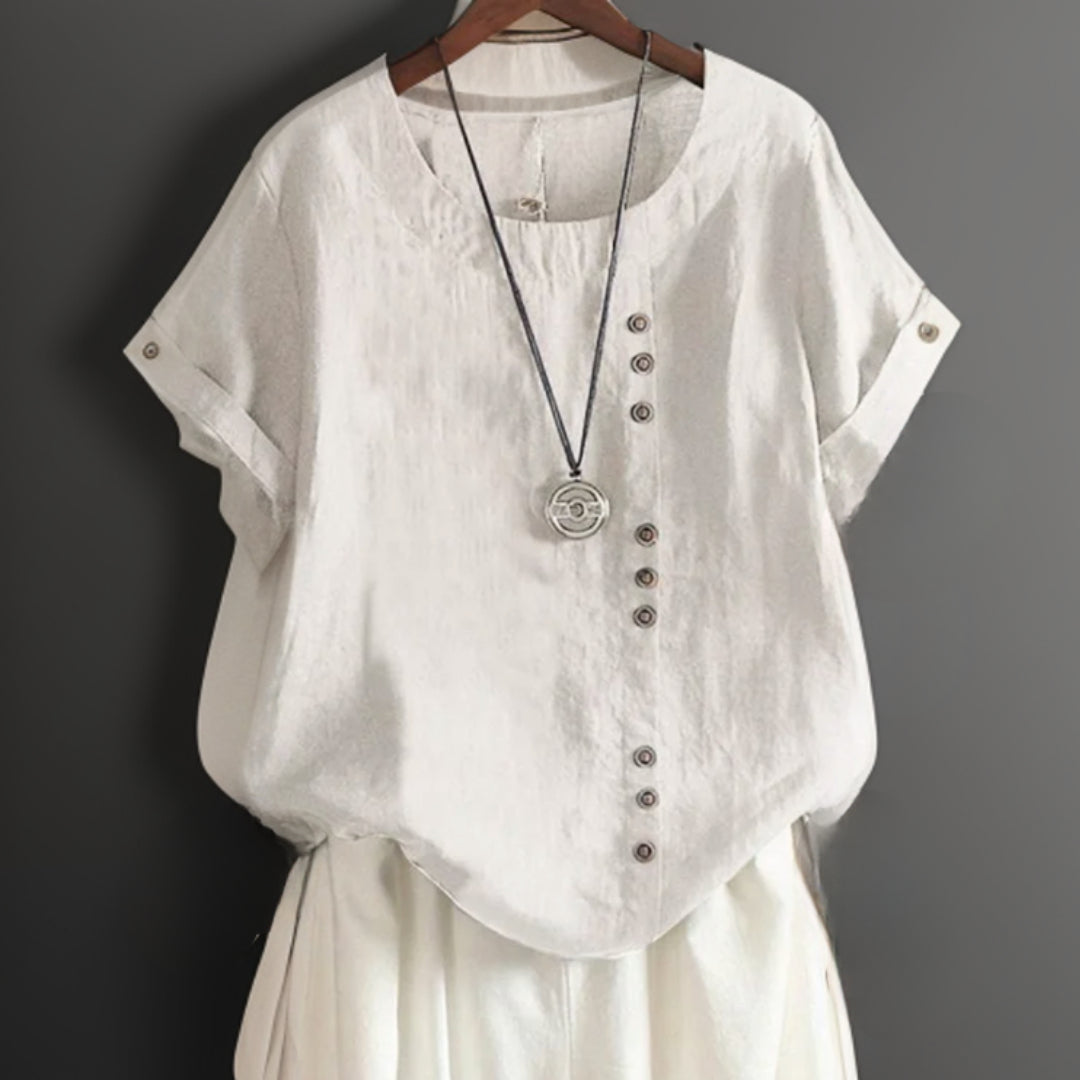 Joline - T-shirt with round neck and buttons