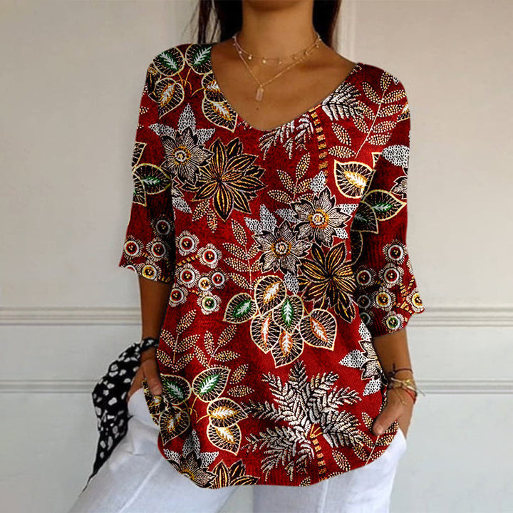 Olivia™ - Vintage Floral Print Blouse